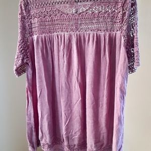 Elegant Lace Women's Blouse - Pink
